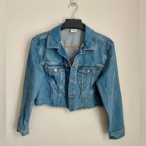 Victorias Secret Pink raw hem cropped denim jacket